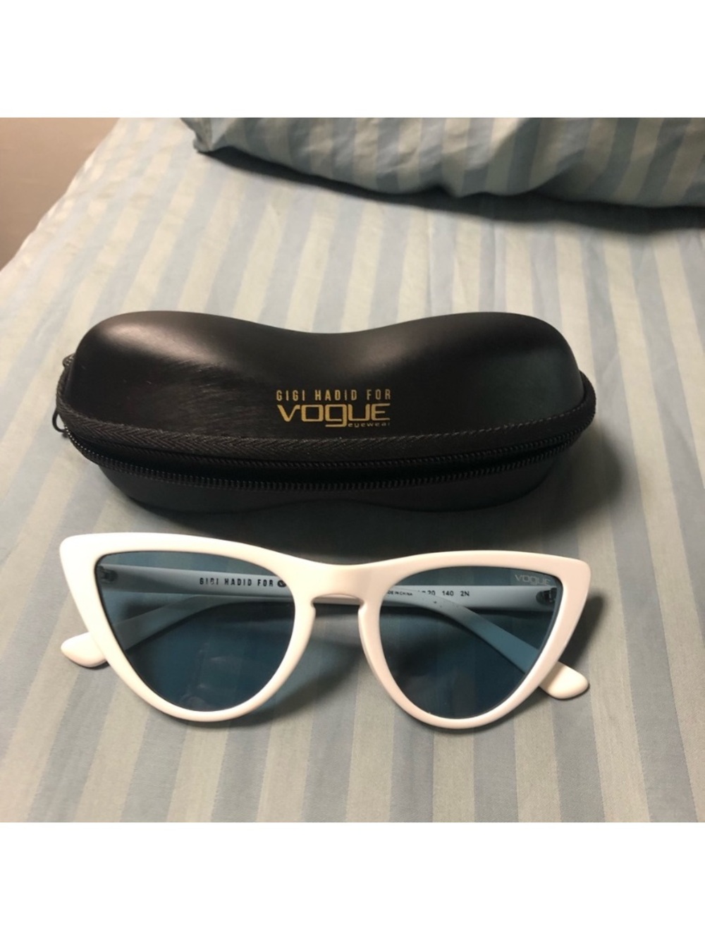 Vogue White Cat-Eye Sunglasses with Blue Lenses